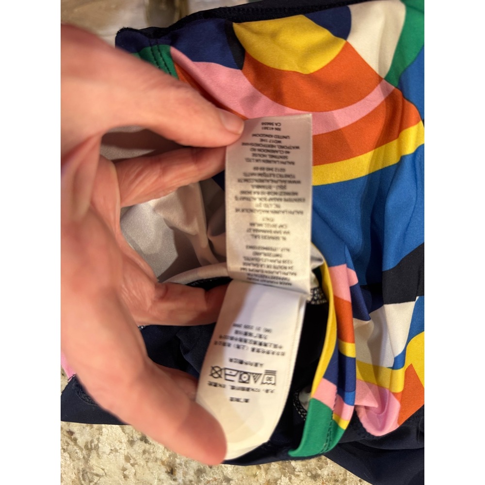 RLX Ralph Lauren Girls Navy Multi Geometric Abstract Quarter Zip Top Size S 7 - Picture 9 of 12